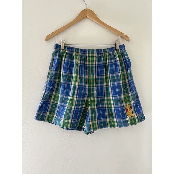 Vintage Disney Store Winnie The Pooh Plaid Embroidered Boxer Shorts L Unisex - Picture 1 of 6